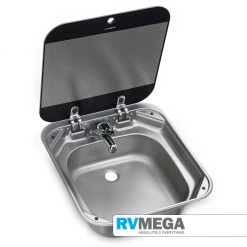 Essential Items Dometic Sink Bowl With Glass Lid & Tap 420 X 400mm
