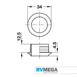 RV MEGA Nickle Plated Rosette Only, 16mm