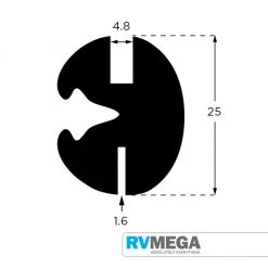 RV MEGA Rubber Weather Strip, 1.6 Panel, 4.8 Glass Renovation & New Build Hardware