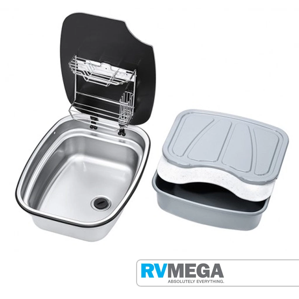 THETFORD Plumbing & Water Kitchen Centre S/S Sink With Lid & Rack 4 THETFORD Plumbing & Water Kitchen Centre S/S Sink With Lid & Rack
