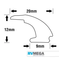RV MEGA HEHR Window Wedge Large - Black Windows, Stays, Blinds & Spare Parts