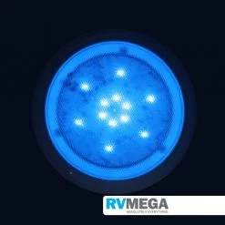 RV MEGA Round Silver Interior Light 84 LED Cool White +12 Blue LEDs