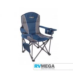 Outdoor & Camping OZtrail Titan Arm Chair Blue With Side Storage & Cooler