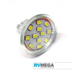 RV MEGA Electrical & Lighting MR11 12 LED Natural White - Glass Covered