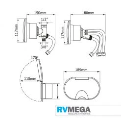 RV MEGA Complete Shower Kit In Box 250mm X 190mm X 95mm Deep