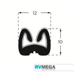 RV MEGA Flock Spray Rubber Channel, 12 X 10mm Windows, Stays, Blinds & Spare Parts