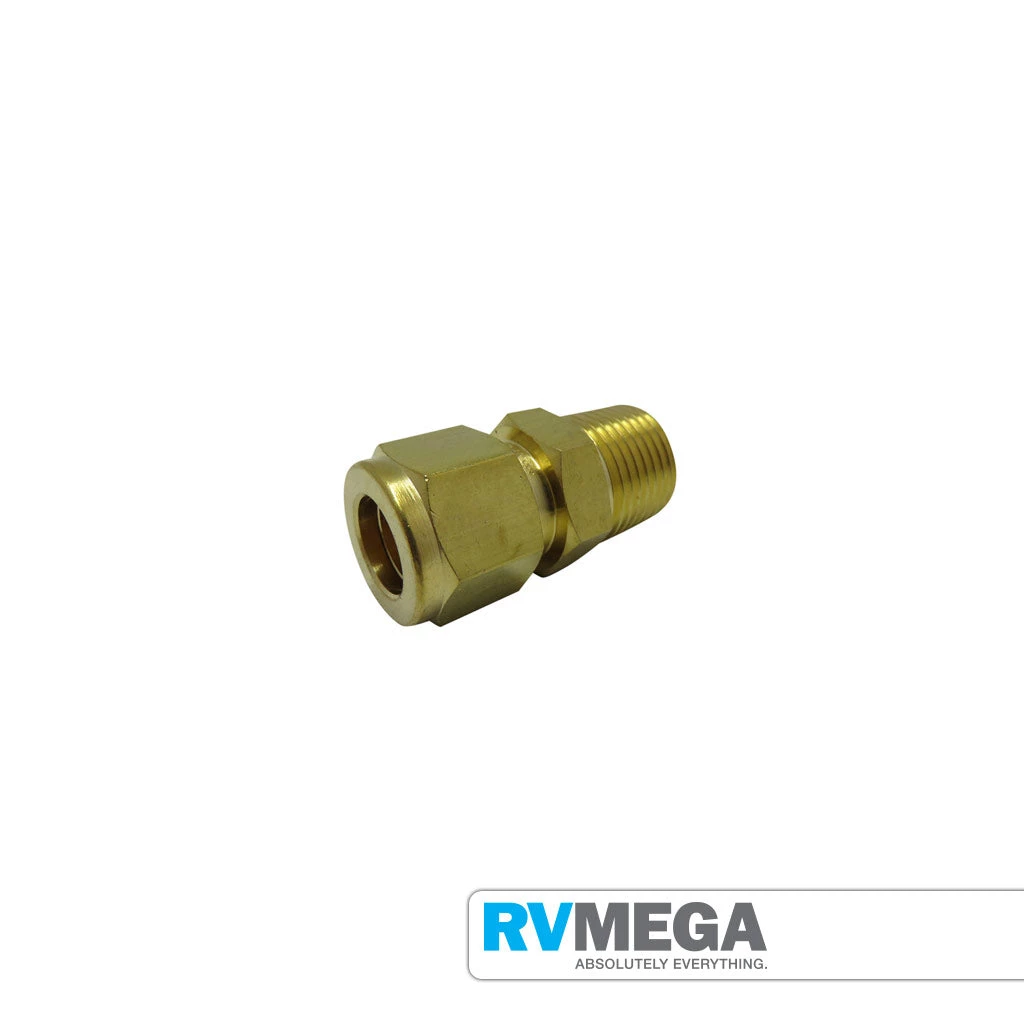 RV MEGA Brass 3/8 Tube To 1/4 BSPT Male Connector Gas Equipment 3 RV MEGA Brass 3/8 Tube To 1/4 BSPT Male Connector Gas Equipment