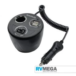 NARVA Electrical & Lighting Power-Cup Adaptor With Accessory And Twin USB Sockets