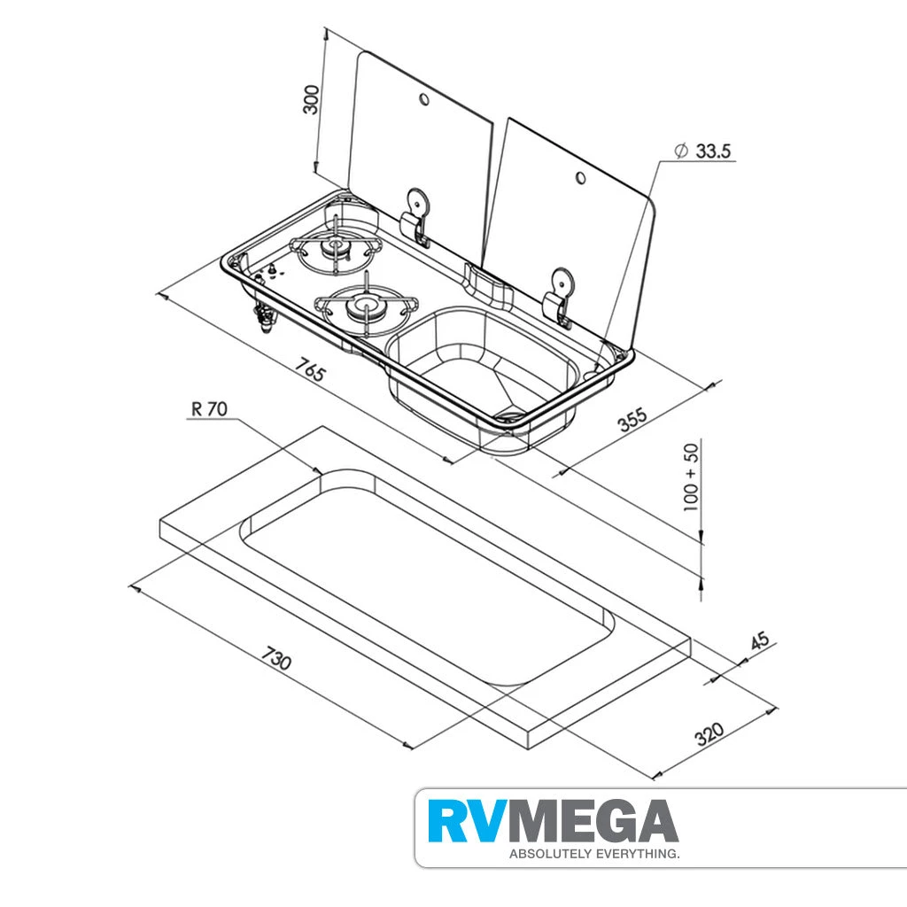 Essential Items CAN Combination 2 Burner R/H Sink 4 Essential Items CAN Combination 2 Burner R/H Sink