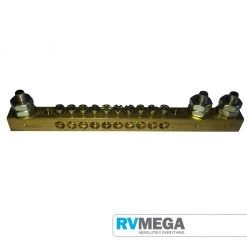 RV MEGA Busbar 10 Way 3 Stud 6mm Brass Electrical & Lighting
