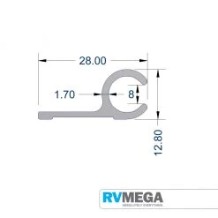 RV MEGA Awnings & Covers Standard Caravan Awning Track 8mm - 4 Metre UA1608