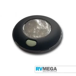 RV MEGA Round Interior Light With Switch Cool White Matte Black