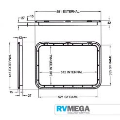 RV MEGA Coast Service Door 3 With Locks - White (415 X 581MM) Renovation & New Build Hardware