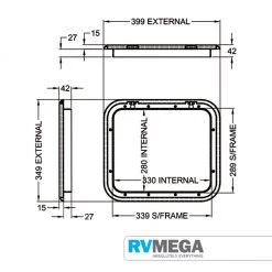 RV MEGA Renovation & New Build Hardware Coast Service Door 1 With Lock - White (399 X 349MM)