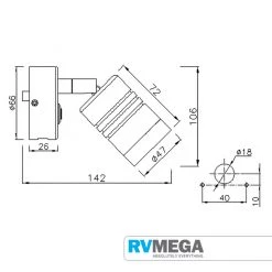 RV MEGA NOUVA LED S5 - SUPERNOVA - LED Reading Light W/ USB Charger - Ch Electrical & Lighting