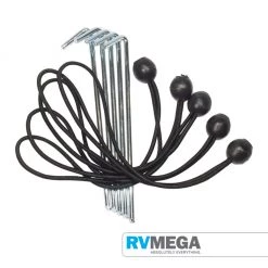 Camec Set Of 5 Pegs & Cords For Privacy Screen Awnings & Covers