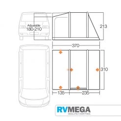 Vango Kela V Low Inflatable Driveaway Awning (180-210cm Height)