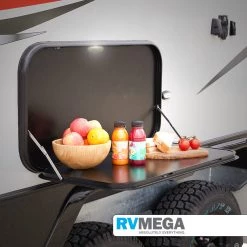 RV MEGA Black Picnic Table 4RC With LED Lighting & Backing Plate Outdoor & Camping