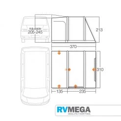 Vango Kela V Std Inflatable Driveaway Awning (205-245cm Height) Awnings & Covers