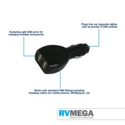 RV MEGA Electrical & Lighting 12V Double USB Adaptor