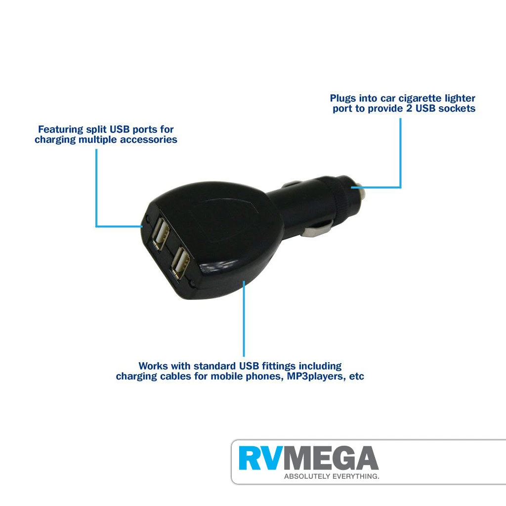 RV MEGA Electrical & Lighting 12V Double USB Adaptor 4 RV MEGA Electrical & Lighting 12V Double USB Adaptor