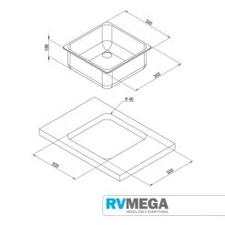 CAN Square Stainless Steel Sink 360 X 360
