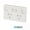 RV MEGA 10A Double Power Point With 2 Pole Switching & USB Charging Electrical & Lighting