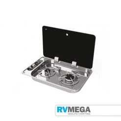 Essential Items Can 2 Burner Gas Hob With Glass Lid