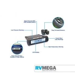 RV MEGA Vehicle Tyre Pressure Monitoring System Kit Towing, Moving, Security & Safety