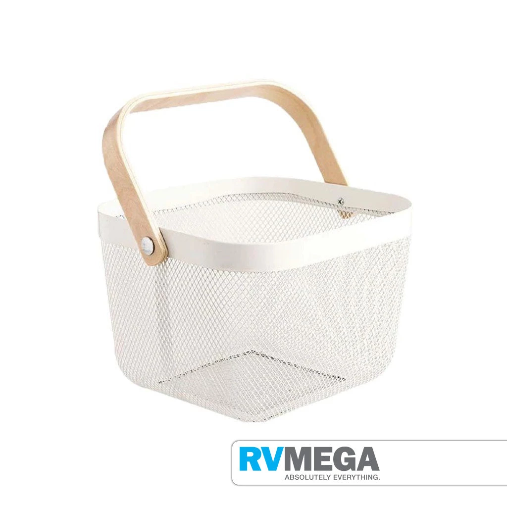 RV MEGA Cooking & Dining Metal Wire Basket - White 3 RV MEGA Cooking & Dining Metal Wire Basket - White