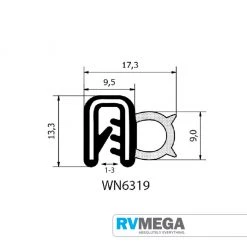 RV MEGA Renovation & New Build Hardware Door Seal 6319 Black