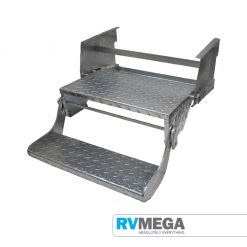 RV MEGA Double 51cm Pull Out Step - Zinc Plated